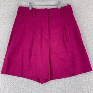 Veronica Beard shorts Noemi linen blend dark pink size 2